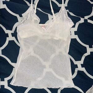 SOLD Vintage 2002 Victoria Secret White Lace Trim Camisole
